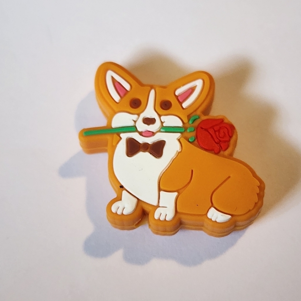 Corgi Focal Bead Dog‎ Beaded Pen Silicone Badge Clip Charm Keychain Pet